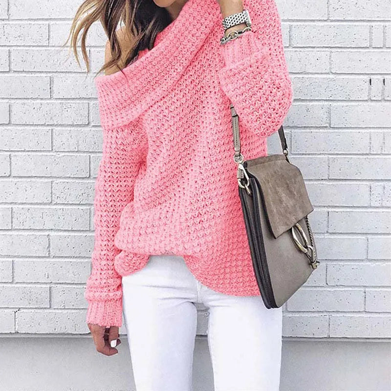 Off-shoulder Trui Herfstkleuren Zacht Warm