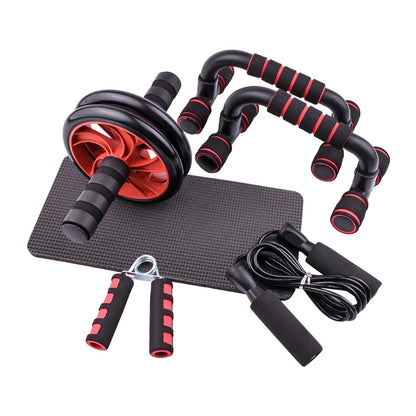 Thuis Workout Set: Springtouw, Ab-Wheel, Push-up Stangen en Handgreep Trainer - Mode Vibes