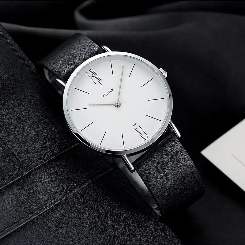 Heren Horloge Stijlvol Leerband Zwart