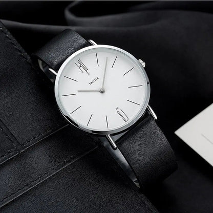 Heren Horloge Stijlvol Leerband Zwart