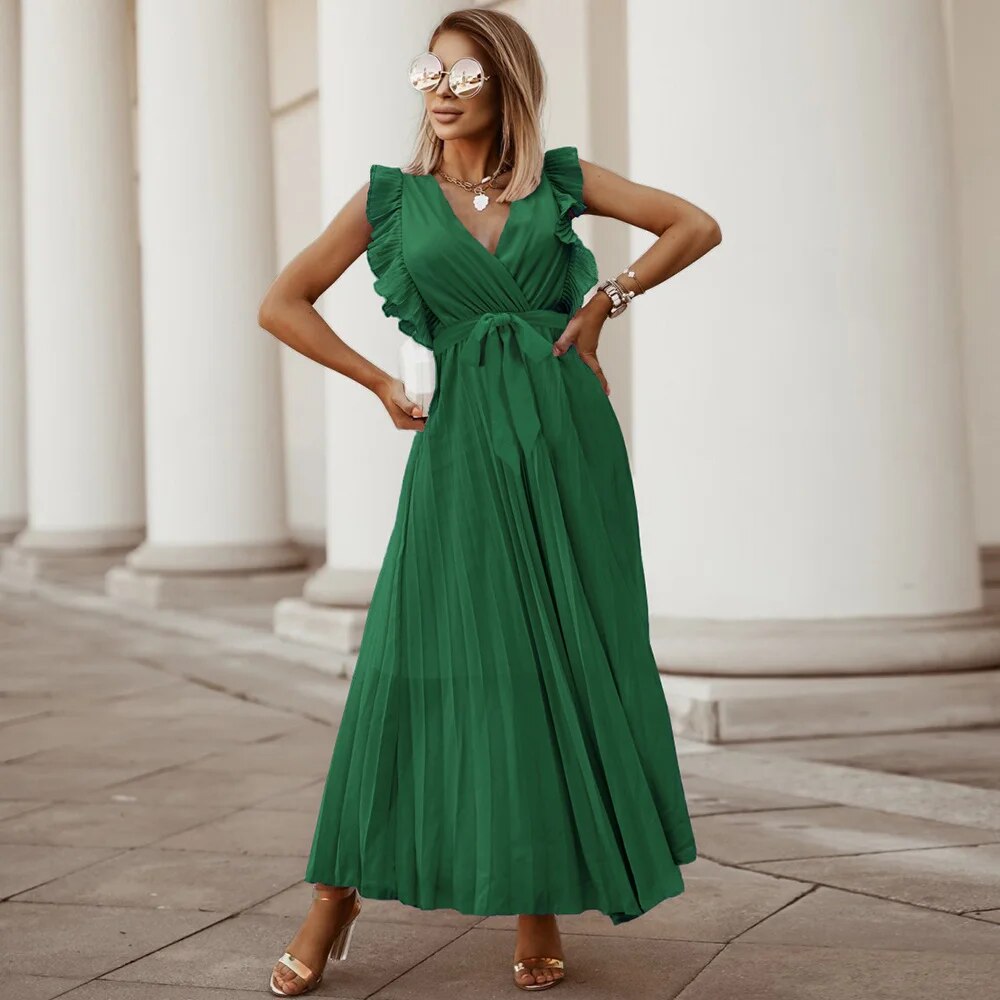 Zomerjurk met Ruches en Plooien Vintage Stijl