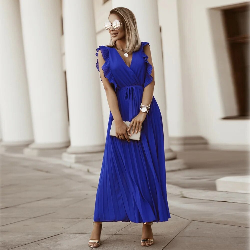 Zomerjurk met Ruches en Plooien Vintage Stijl