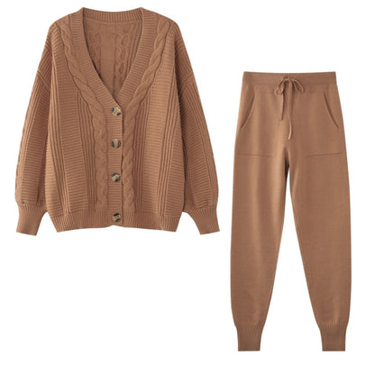 Warme Gebreide Set: Vest en Broek voor Vrouw