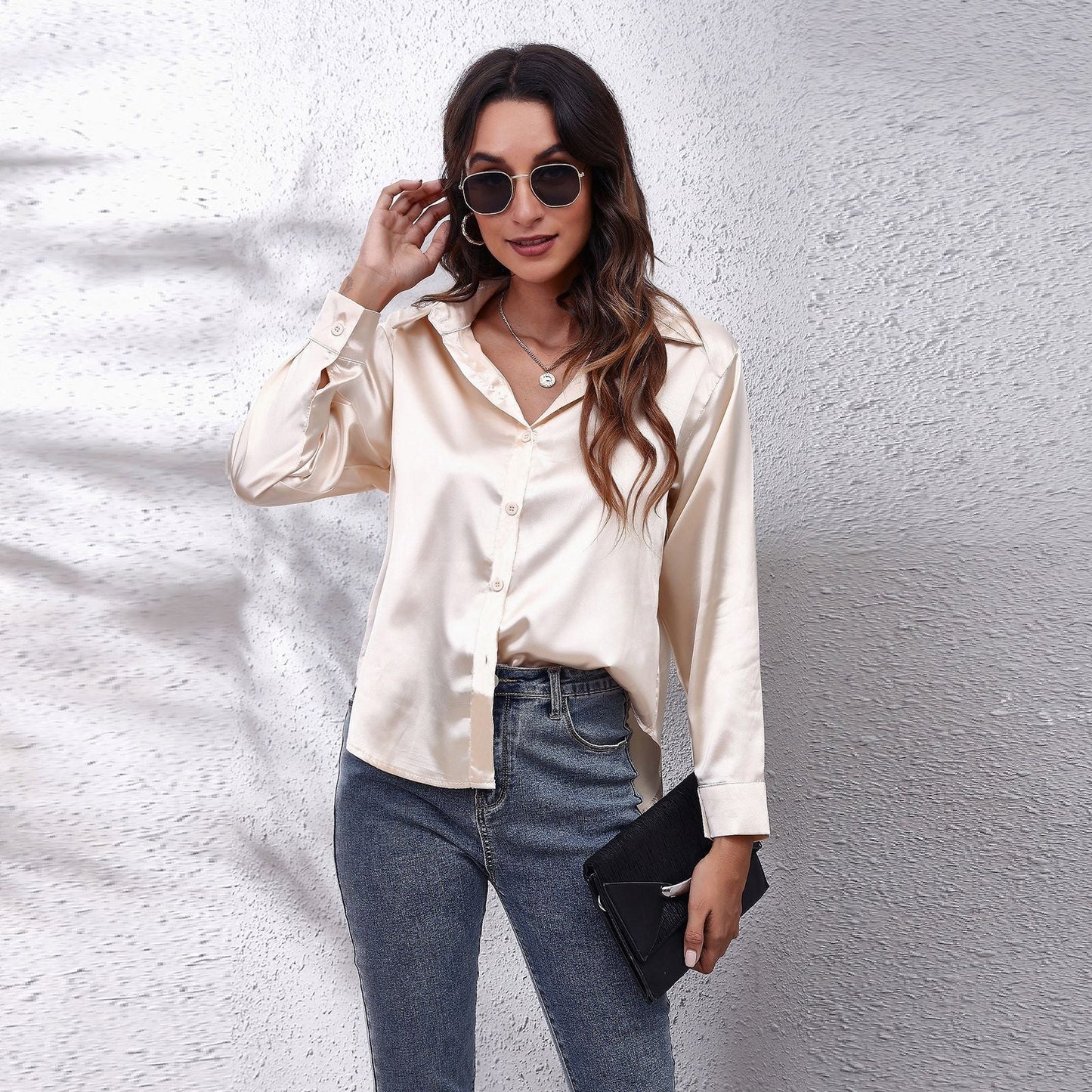 Dames Blouse van Satijn Zacht en Elegант