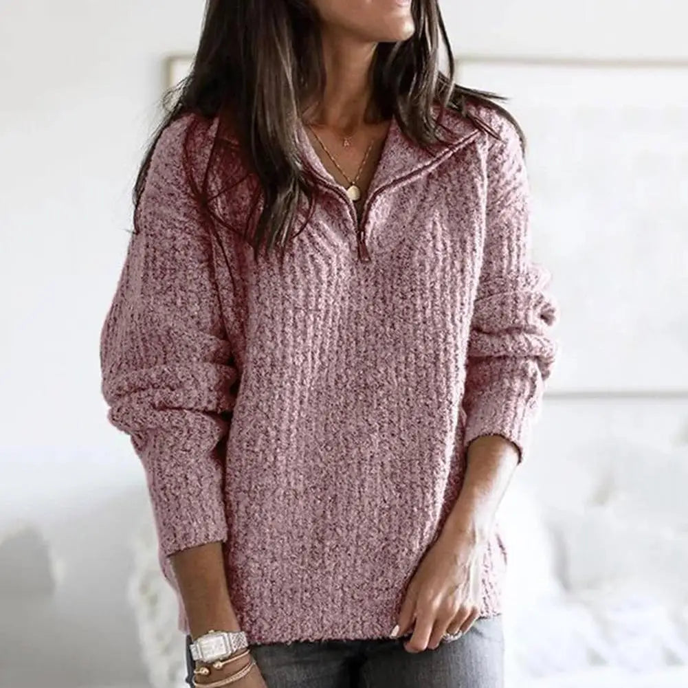 Dames Halfzip Trui Met Textuur Structuur