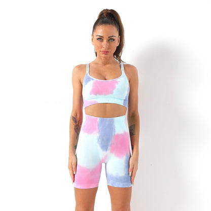 Vrouwelijke Sport Set Korte Broek Tie Dye