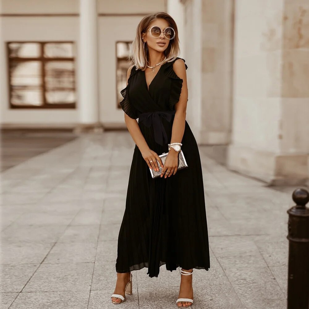 Zomerjurk met Ruches en Plooien Vintage Stijl