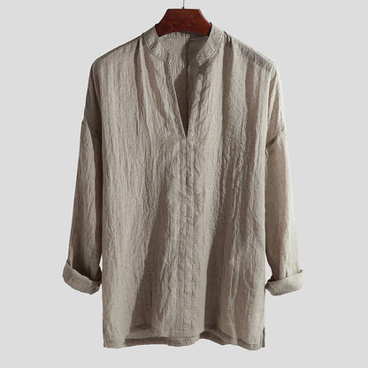 Linnen Shirt Heren Zomer Stijlvol Blauw
