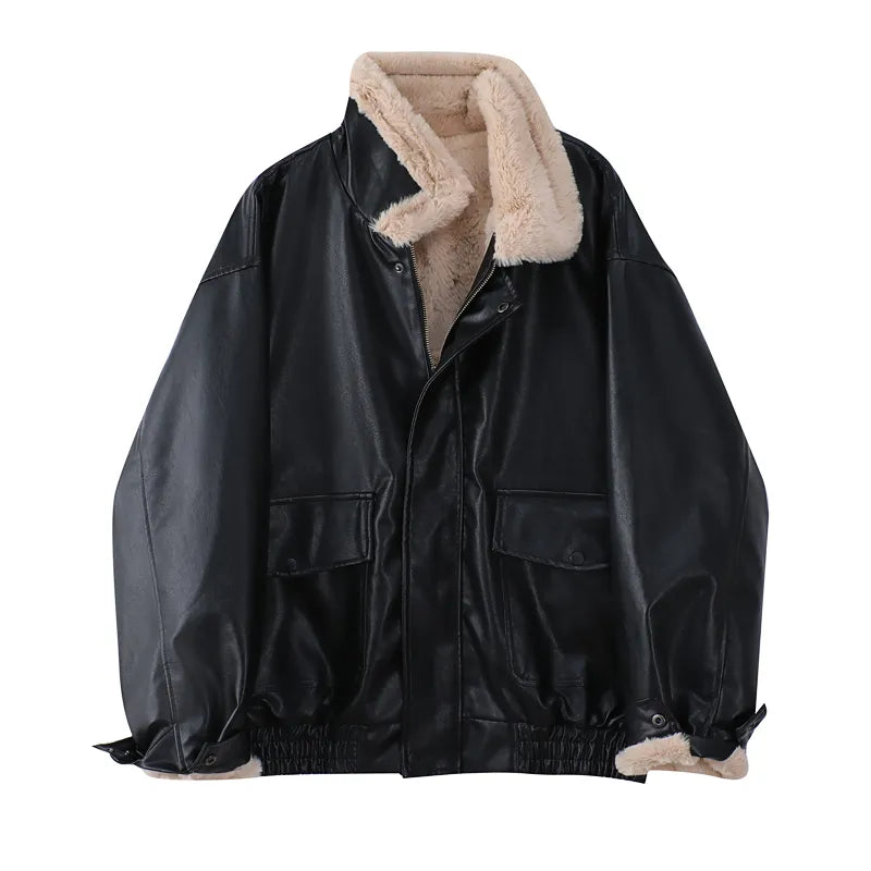 Leren Winterjas Vintage Stijlvol voor Vrouw - Mode Vibes