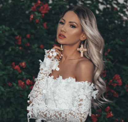 Midi Jurk Wit Kanten Off-Shoulder Vrouwelijke Zomerjurk