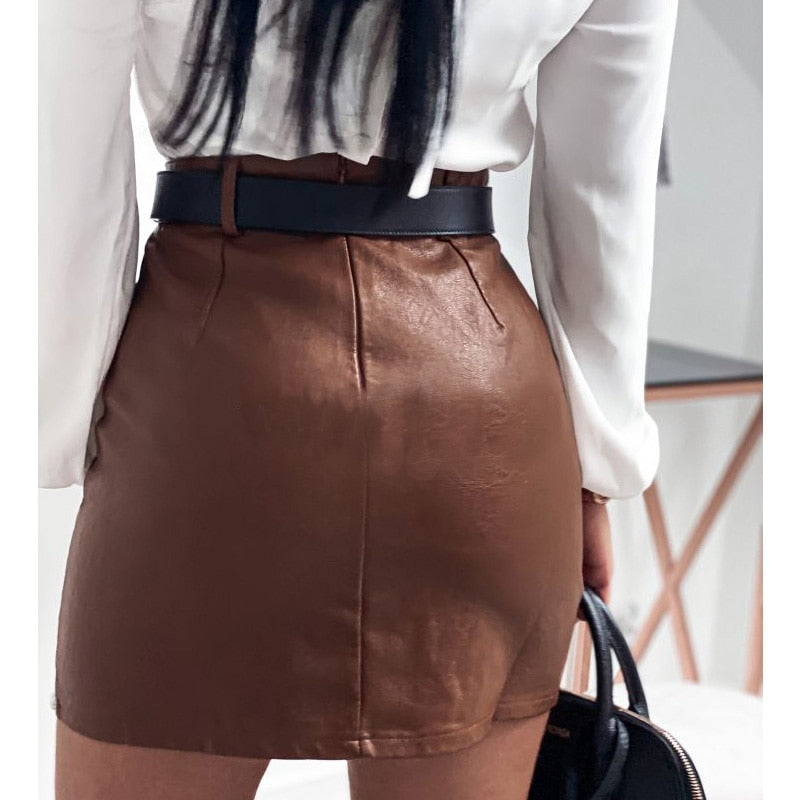 Korte Faux Leren Rok ZwartSexy Minirok