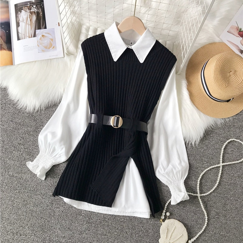 Vrouwelijke Sweater Blouse Set Casual Comfy