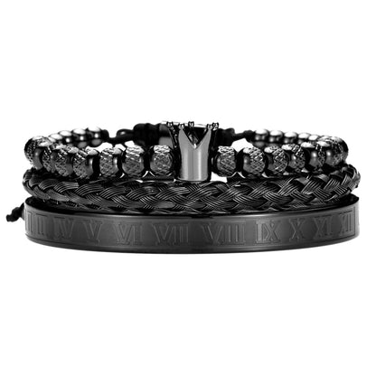 Luxe Armbandenset voor Heren – Zilver Kleur Groot Model