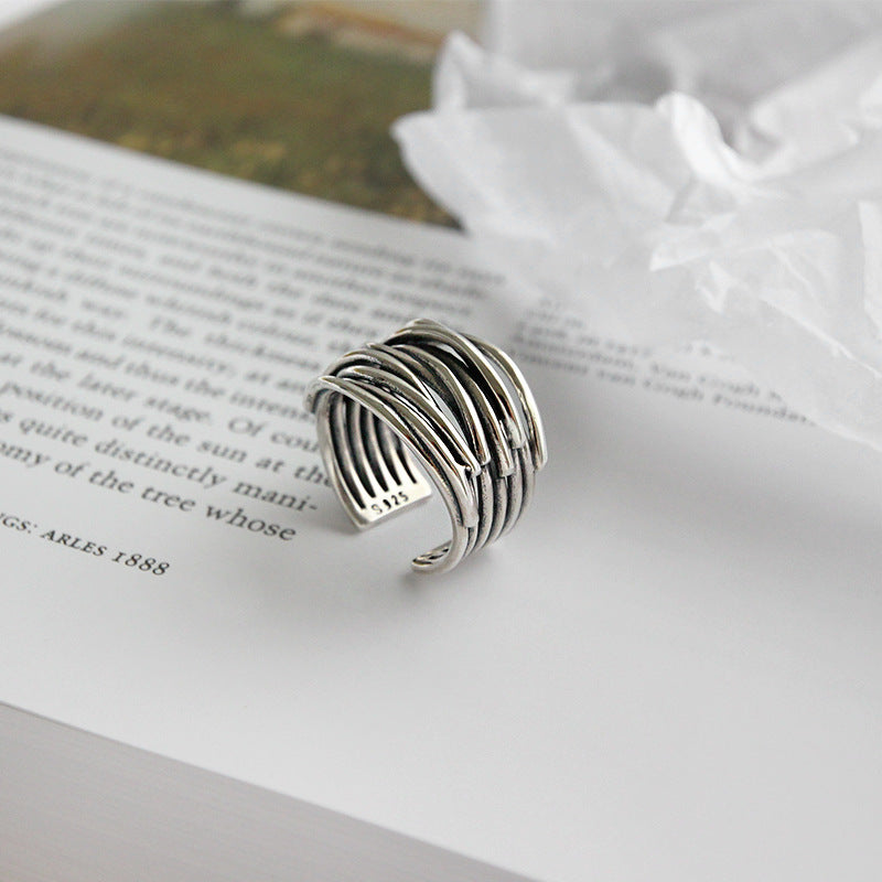 Zilveren Verstelbare Ring met Lagen voor Vrouw
