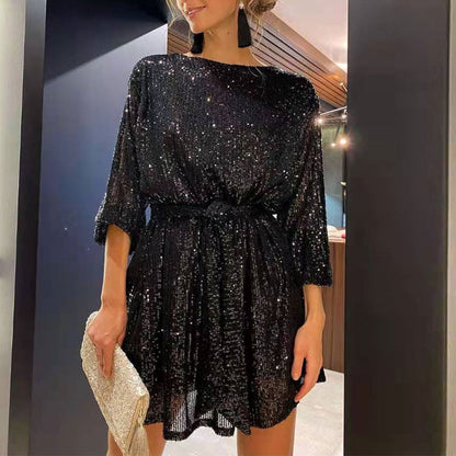 Feestjurk Voor Vrouw Glanzend Feestelijke Outfit