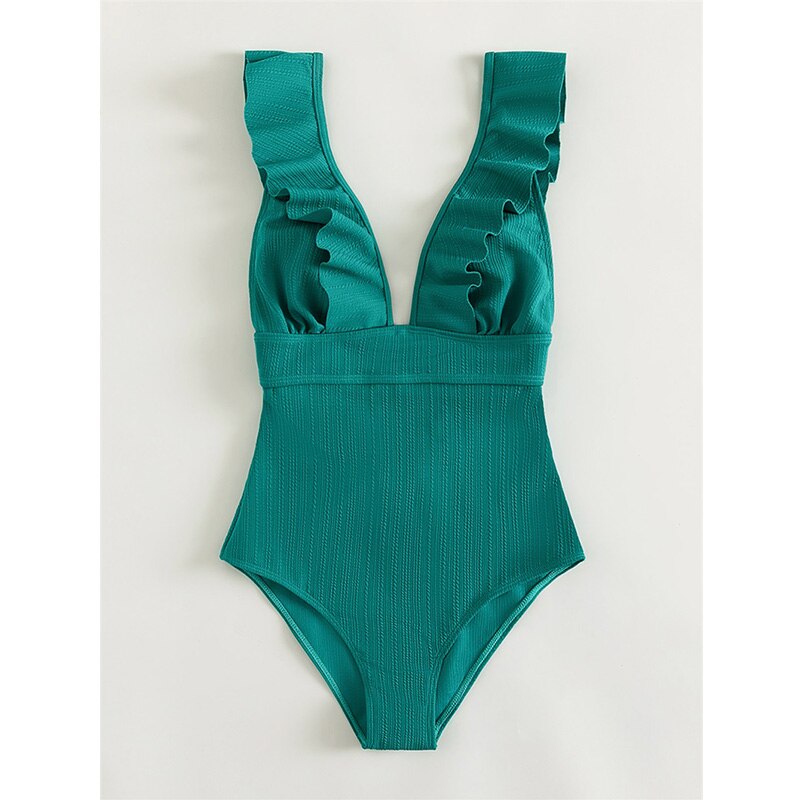 Boho Bikini V-Hals Ruches Open Rug Zomer Badmode
