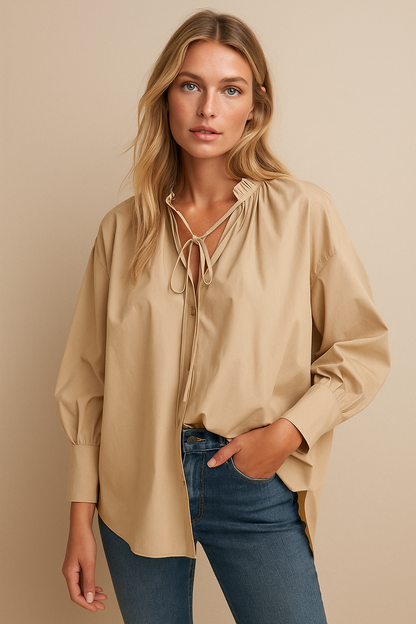 Dames Blouse Elegante Oversized met Strikkoord Stijlvol