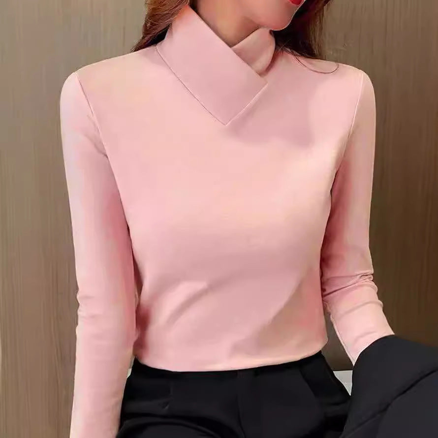 Vrouwelijke Top Asymmetrische Kraag Elegante Stijl