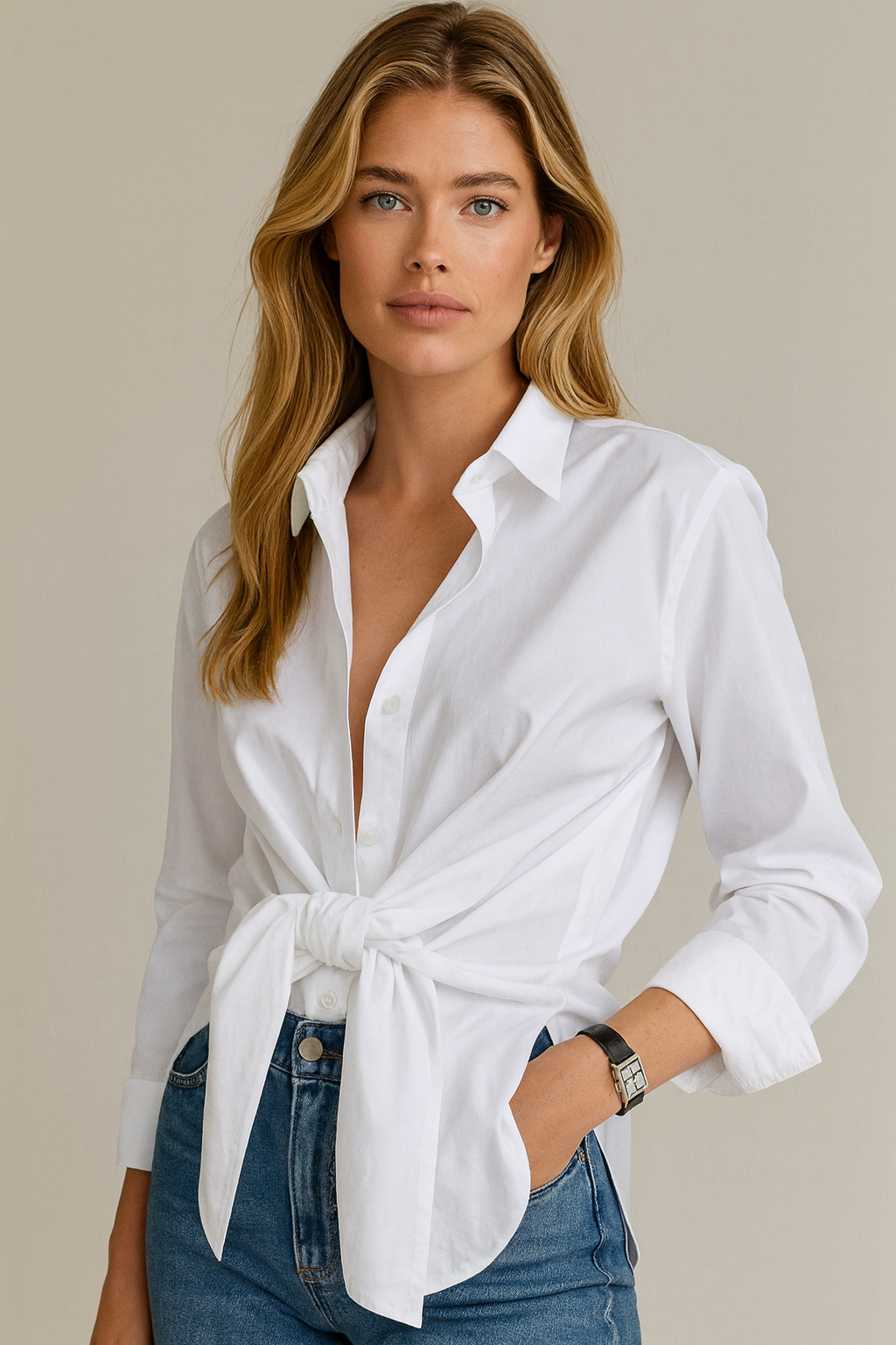 Dames Blouse met Strikdetail Elegante Stijl - Mode Vibes