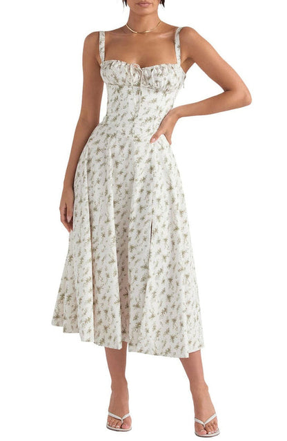 Maxi Jurk Bloemenprint Taille Vrouwelijke Stijl