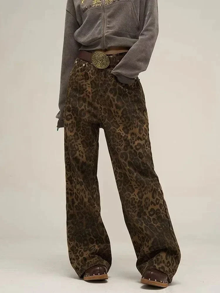 Leopard Print Jeans voor Dames