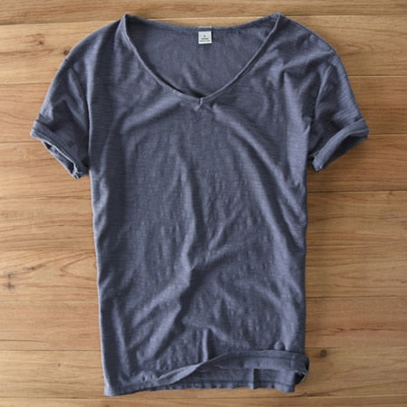 Linnen Heren Shirt V-Hals Luchtig Zomerse Stijl