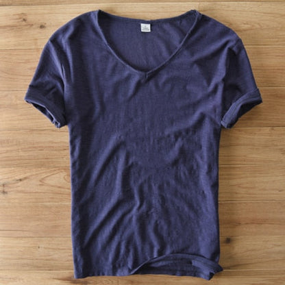 Linnen Heren Shirt V-Hals Luchtig Zomerse Stijl