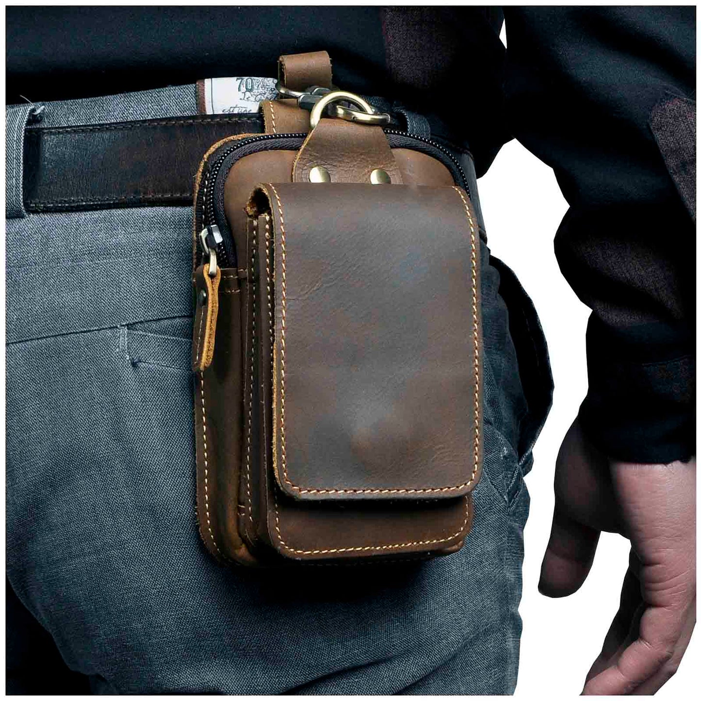 Leren Heuptas voor Mannen met Bescherming - Mode Vibes