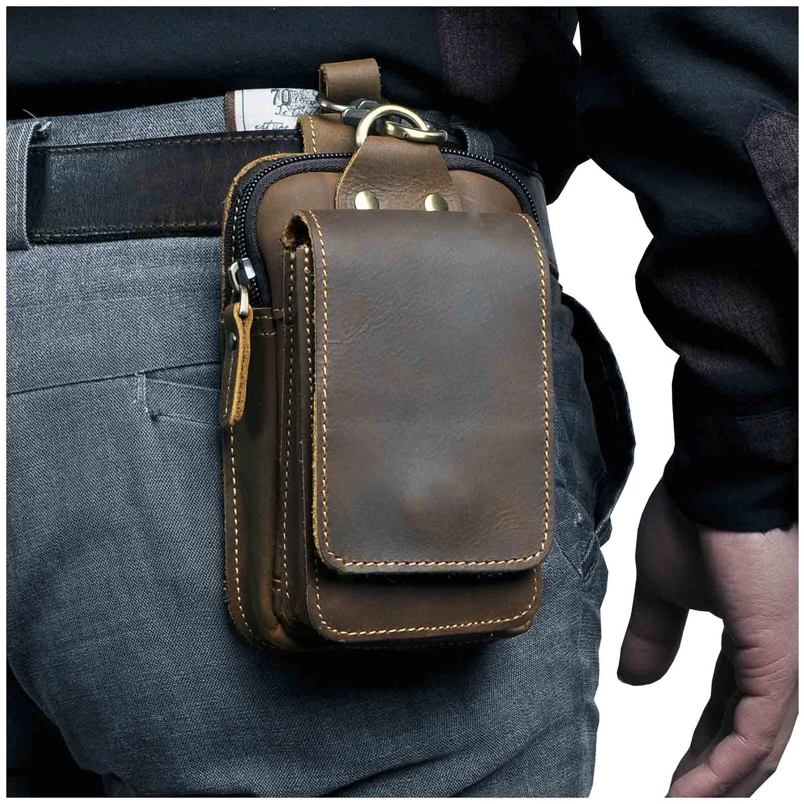 Leren Heuptas voor Mannen met Bescherming - Mode Vibes