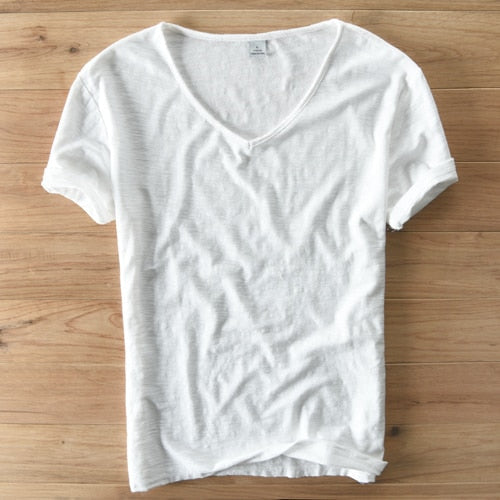 Linnen Heren Shirt V-Hals Luchtig Zomerse Stijl