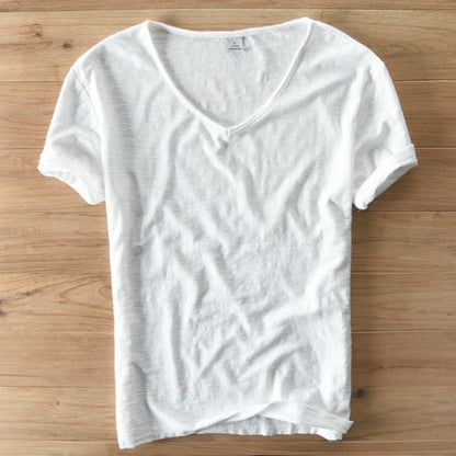Linnen Heren Shirt V-Hals Luchtig Zomerse Stijl