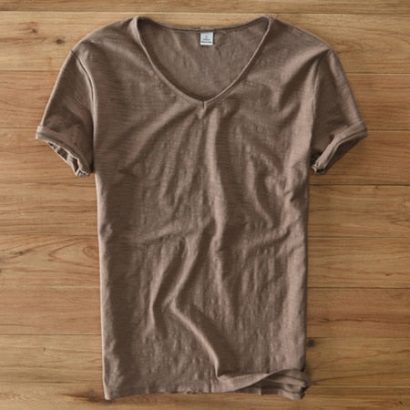 Linnen Heren Shirt V-Hals Luchtig Zomerse Stijl