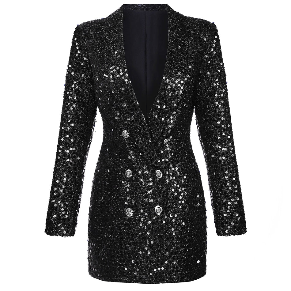 Blazer Jurk met Pailletten Glitter Feestjurk