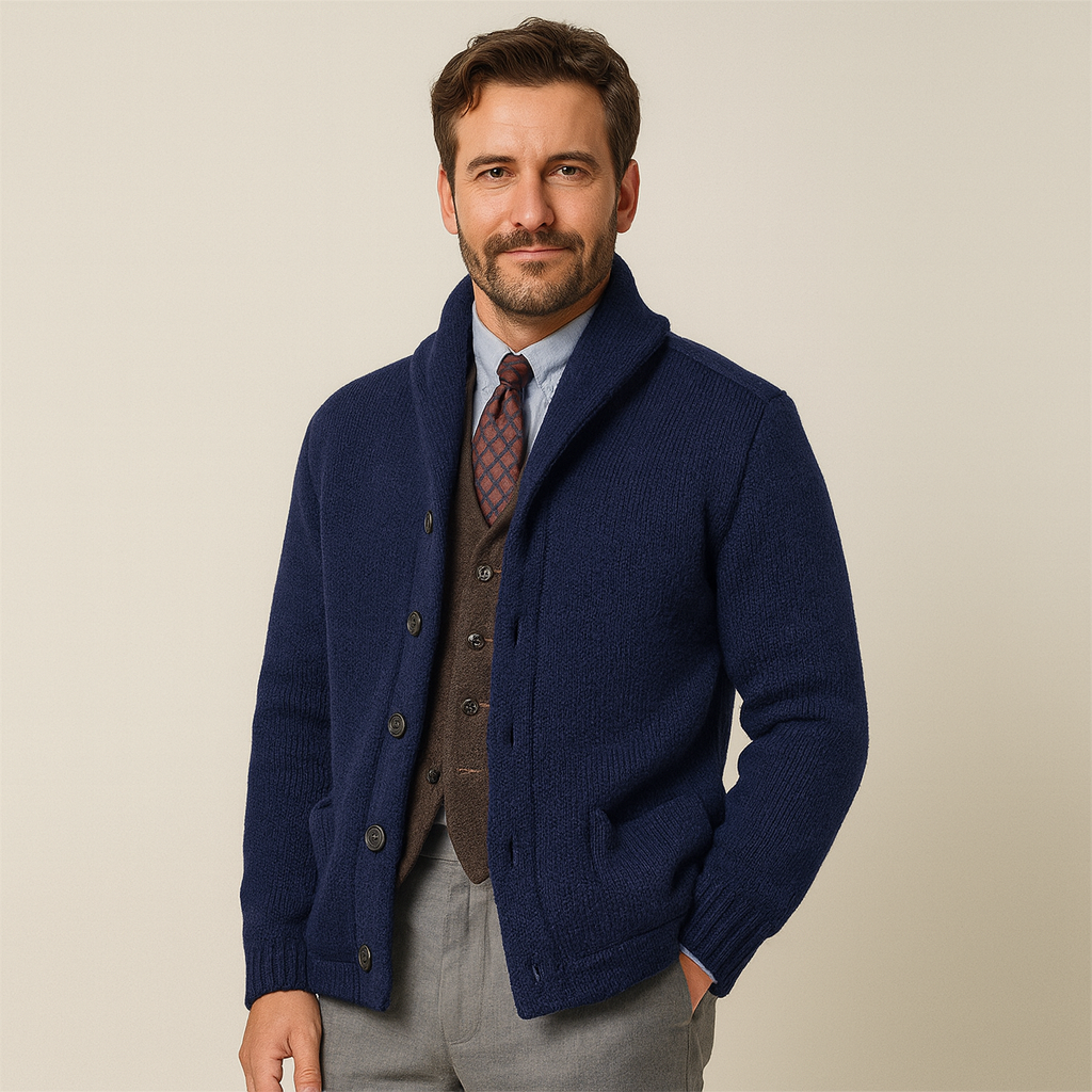 Luxe Herencardigan Gebreid met Reverskraag