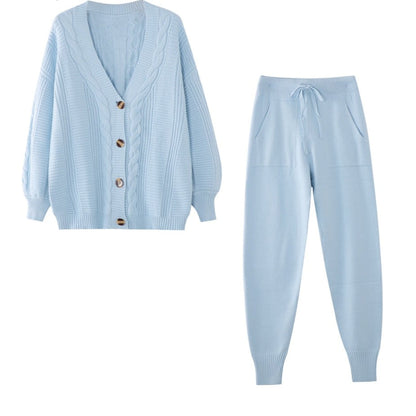 Warme Gebreide Set: Vest en Broek voor Vrouw