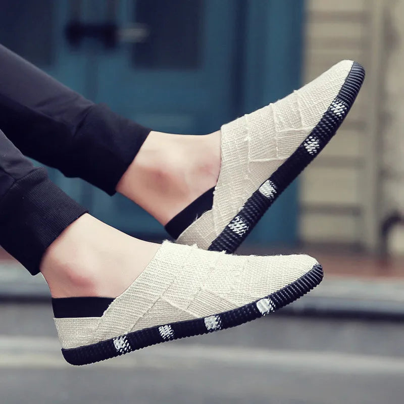 Lichte Canvas Herenschoenen met Hennepzool Comfortabel