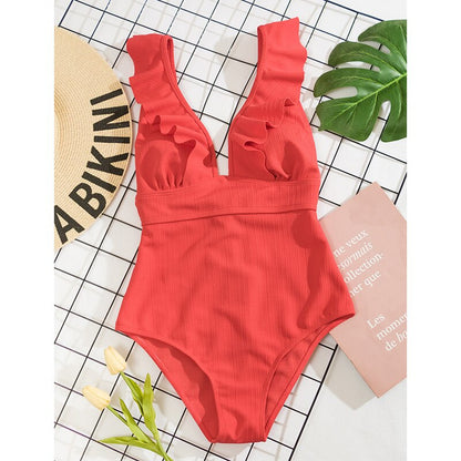 Boho Bikini V-Hals Ruches Open Rug Zomer Badmode