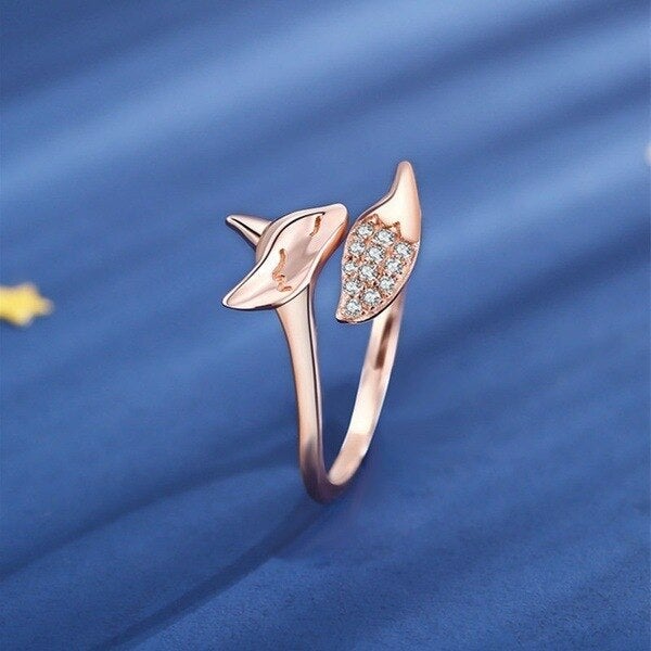 Vossen Ring Rosé Zilveren Sieraden Set 2x