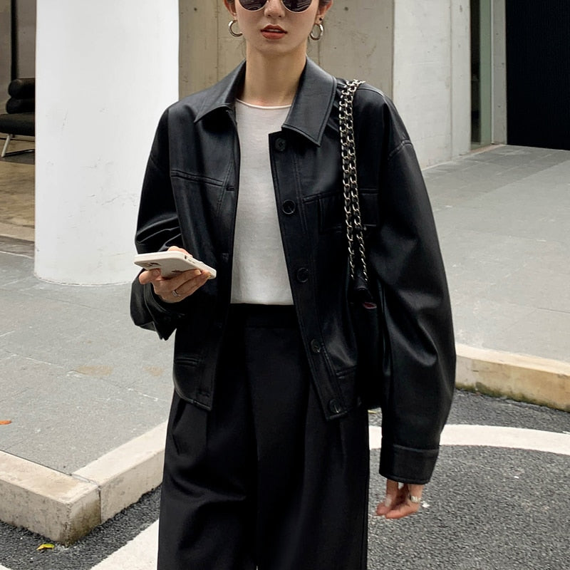 Leren Jas Audrey Stijl Lange Leren Coat - Mode Vibes