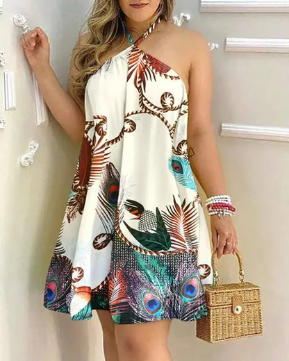 Zomerbries Mode Tropische Halterhals Jurk