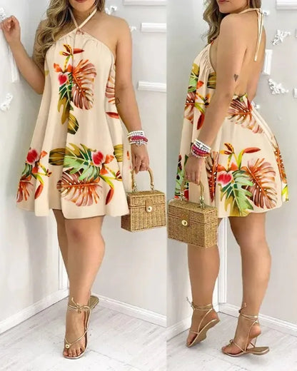 Zomerbries Mode Tropische Halterhals Jurk