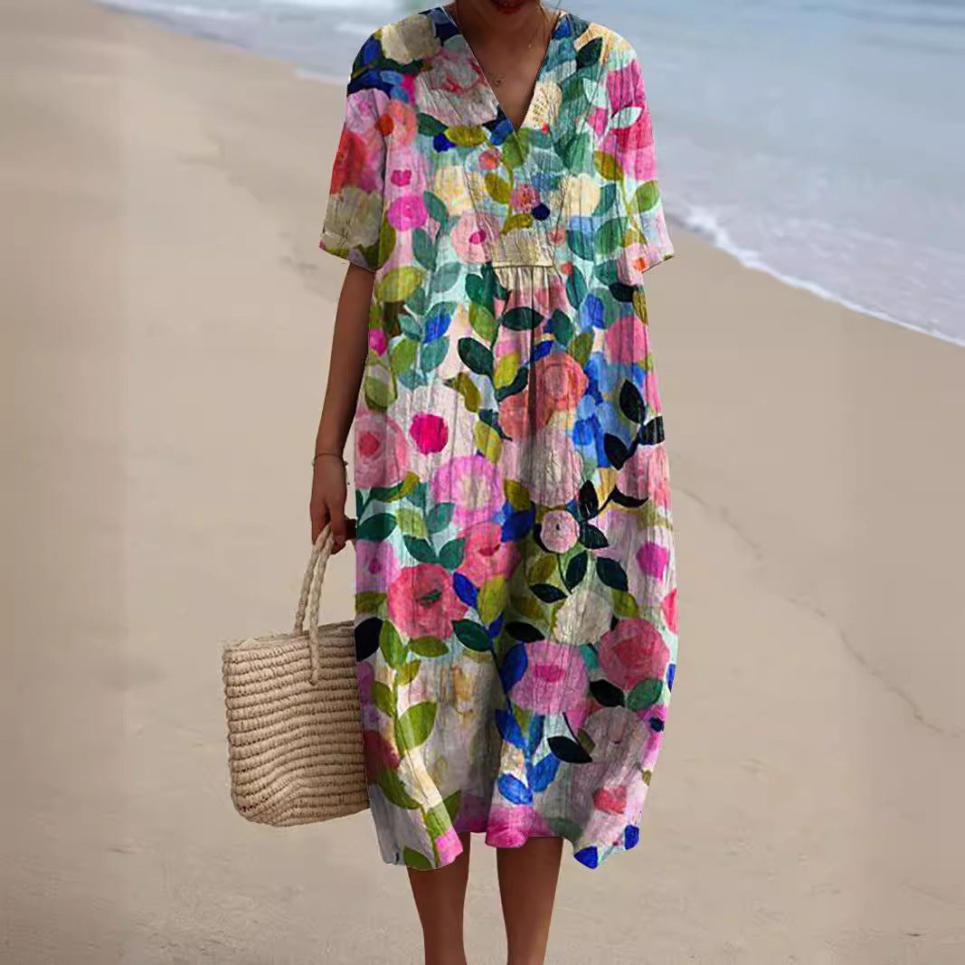 Hana | Vrouwelijke zomerjurk met bloemenprint 0