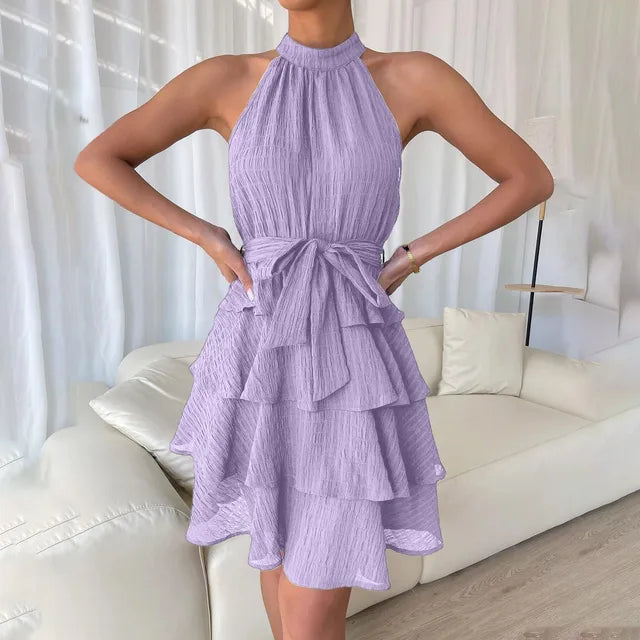 Mouwloze Zomerjurk met Bladzoom van Belleza Moda
