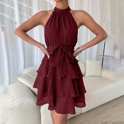 Mouwloze Zomerjurk met Bladzoom van Belleza Moda