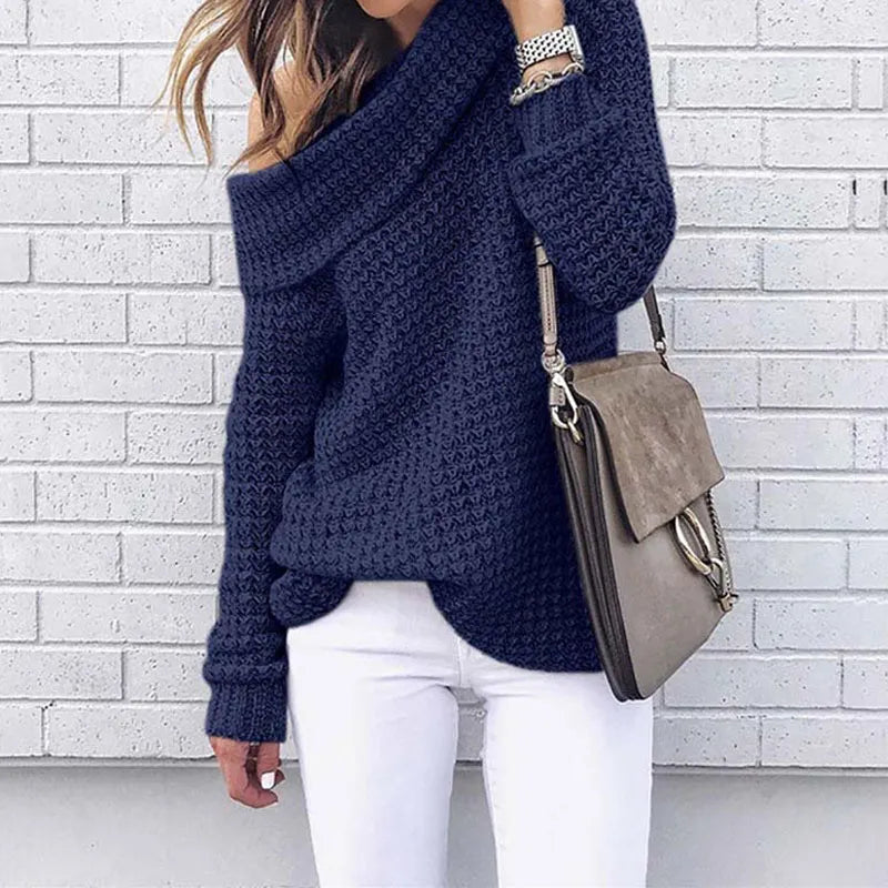 Off-shoulder Trui Herfstkleuren Zacht Warm