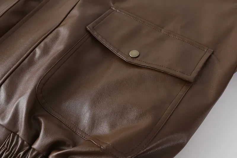 Leren Winterjas Vintage Stijlvol voor Vrouw