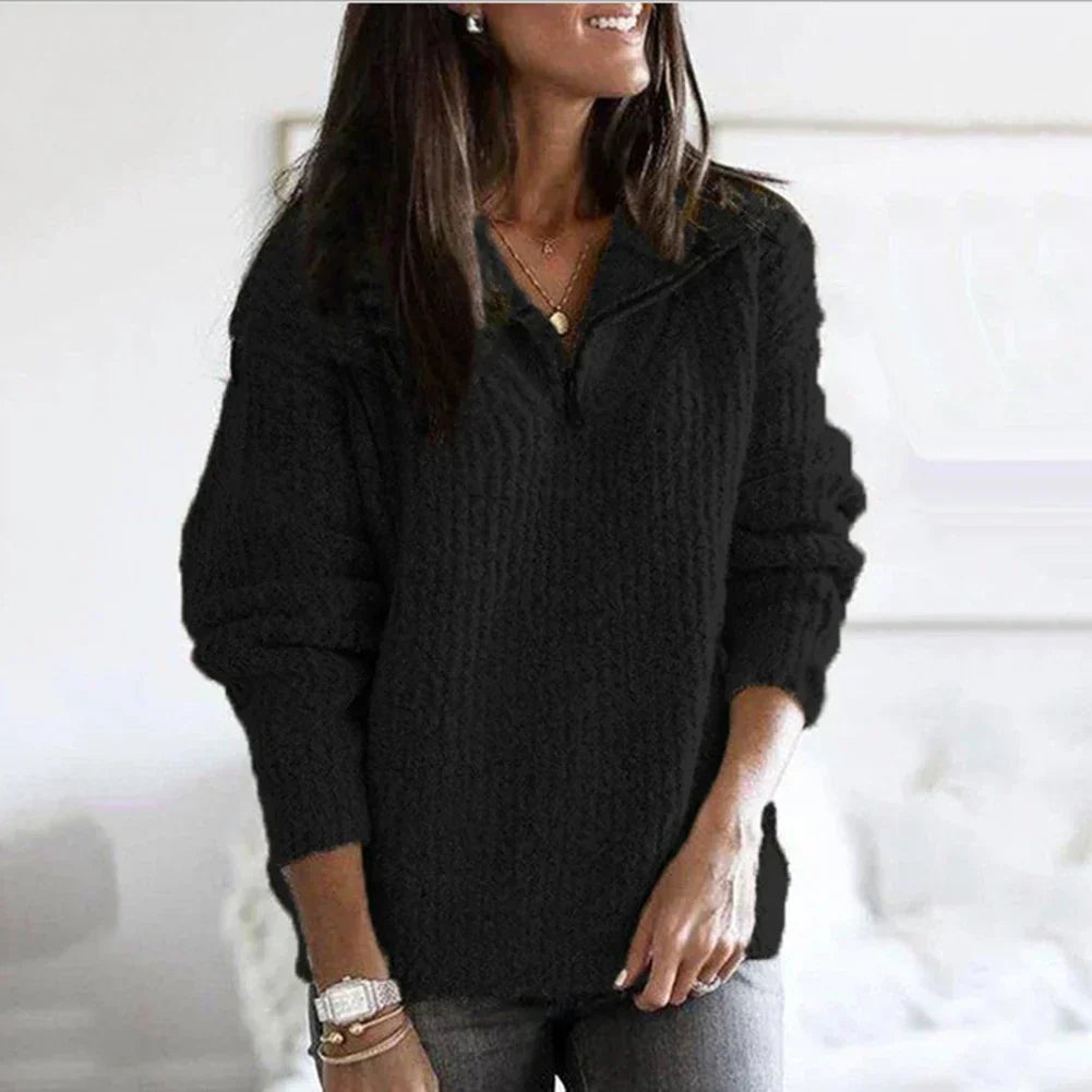 Dames Halfzip Trui Met Textuur Structuur