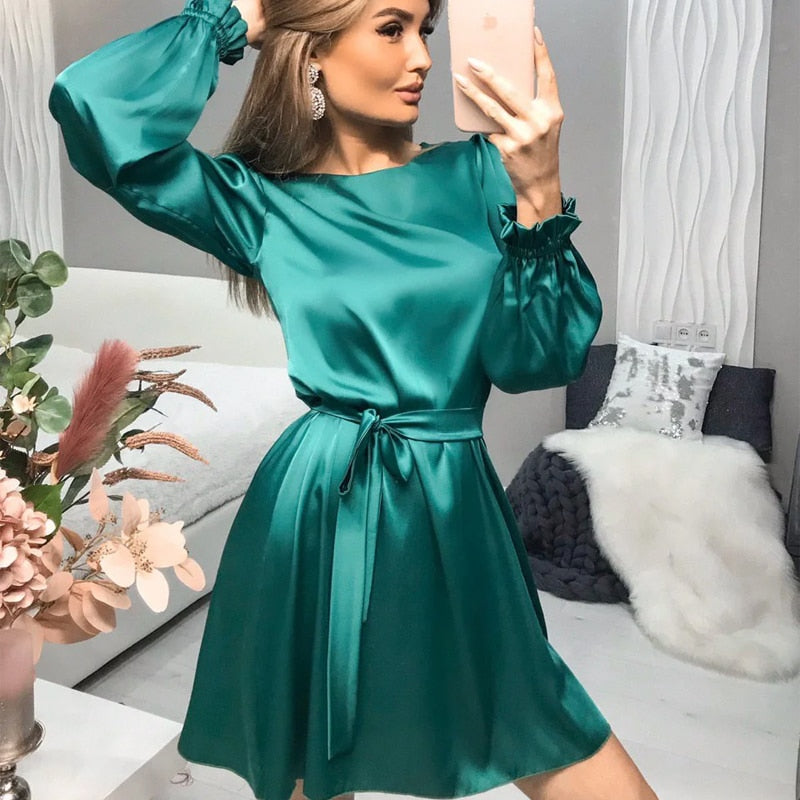 Satijnen Jurk Klassiek Chique Voor Dames - Mode Vibes