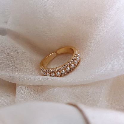 Gouden Ring met Parel Elegante Luxe Sieraden
