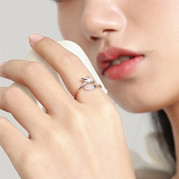 Vossen Ring Rosé Zilveren Sieraden Set 2x